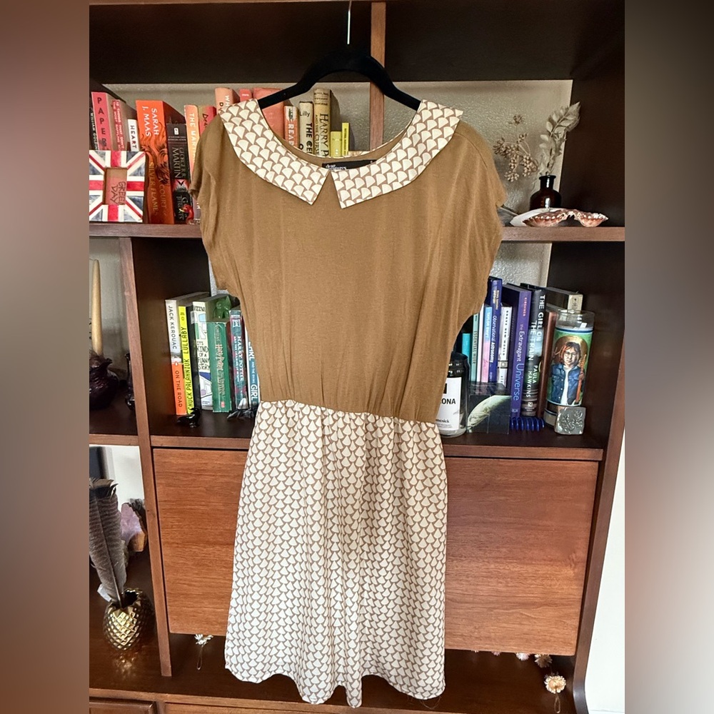 Dear Creatures Tan and White Dress